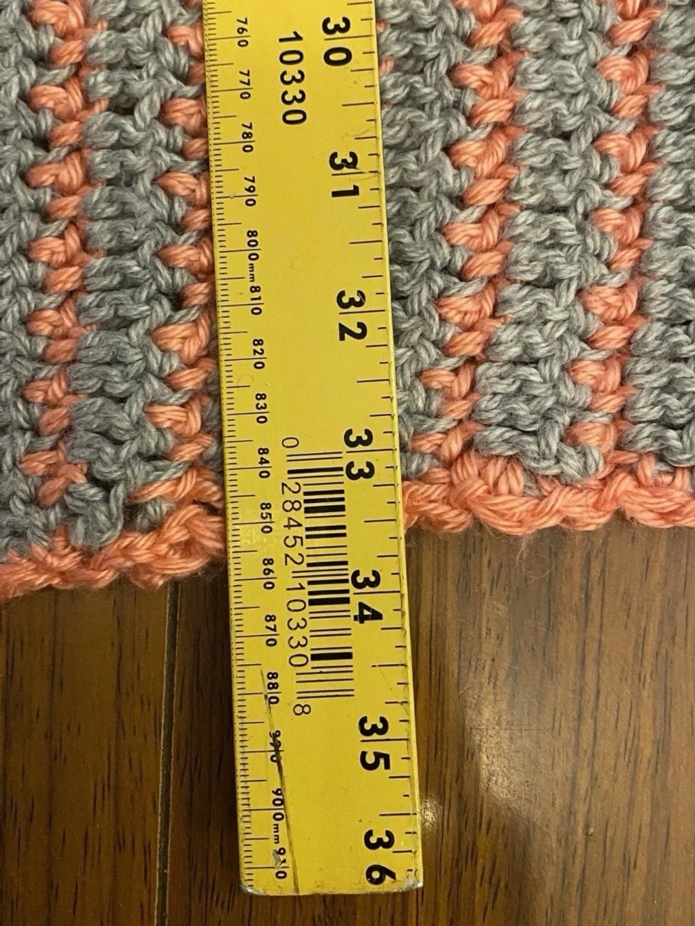 Handmade Crochet Baby Blanket Grey Coral Pink 33x33 Soft